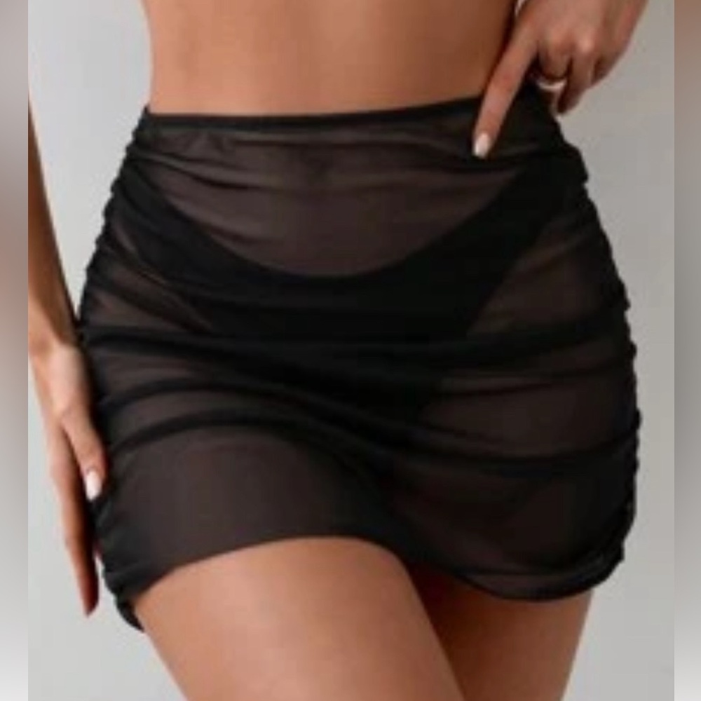 New SHEIN black skirt sheer cover up swim s
